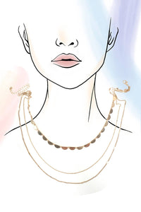 Celeste Triple Layer Gold Necklace – Multi-Strand Bib Chain Necklace