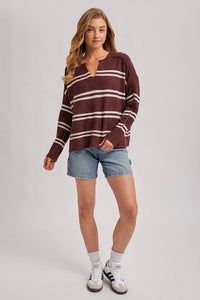 The Right Stripe Sweater: Chestnut