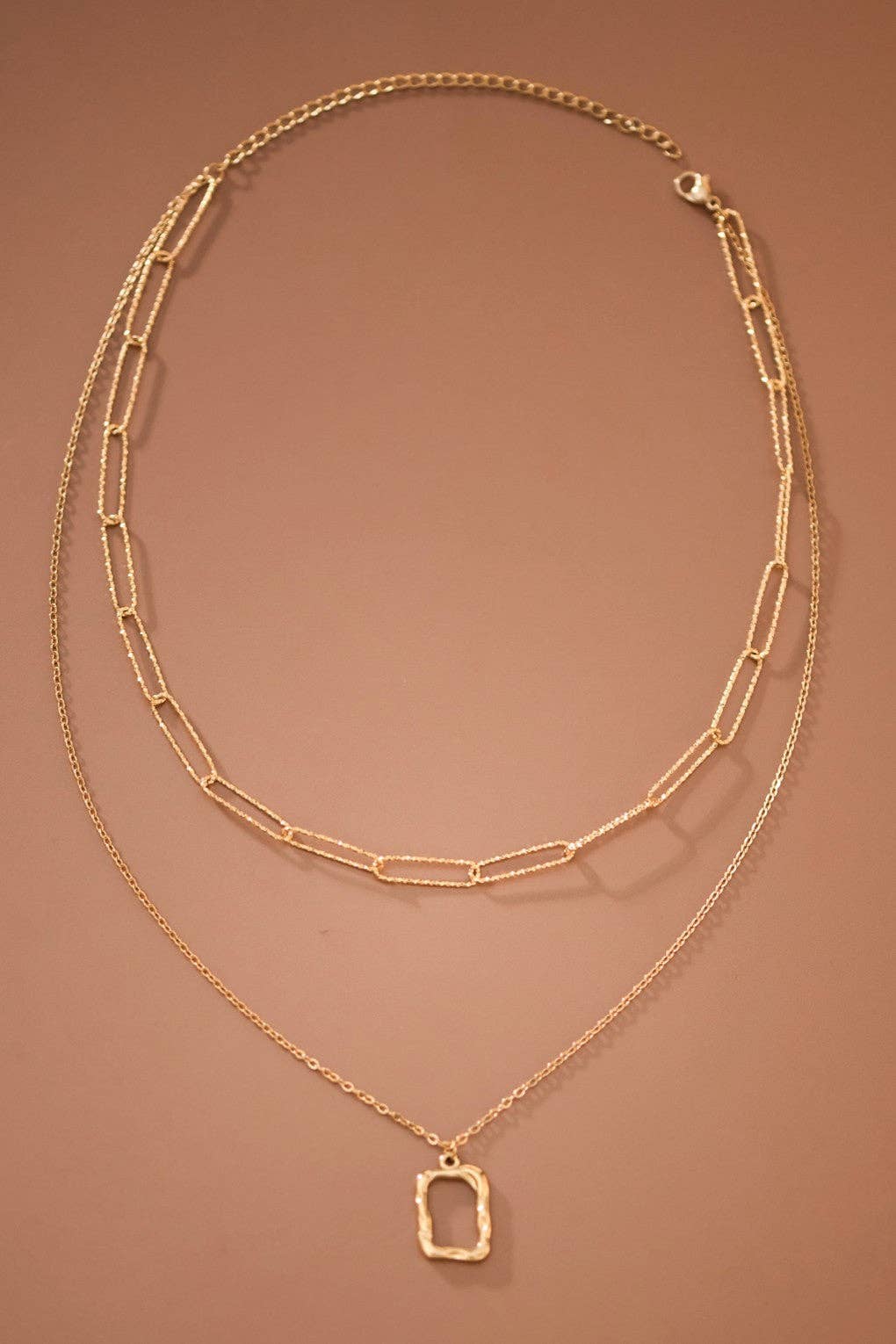 The Carrington Lock Layered Chain Necklace – 18K Gold Dipped Waterproof Stainless Steel Nec