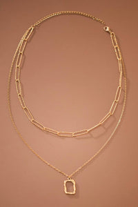 The Carrington Lock Layered Chain Necklace – 18K Gold Dipped Waterproof Stainless Steel Nec