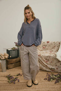 Harbor Stripe Utility Pants: Brown