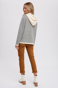 Nic Stripe Henley Sweater-Cream/Black