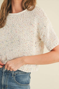 The Harper Confetti Sweater: Cream
