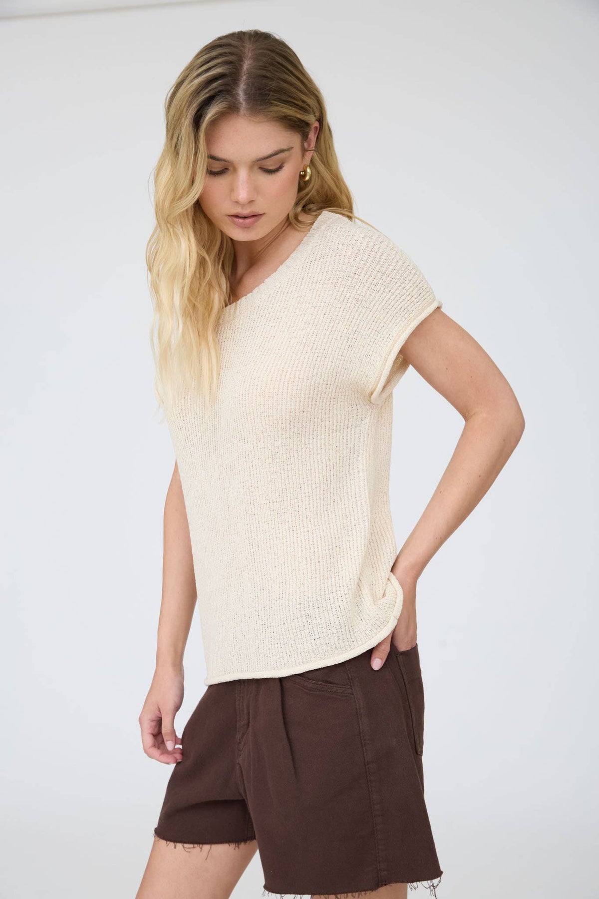 Rolled Edge Sweater Tee
