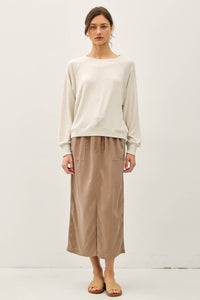 The Kinsley Everyday Knit Top – Olive & Cream