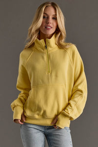 Sunni Cropped Funnel Neck Quarter-Zip Sweatshirt – Women’s Casual Pullover