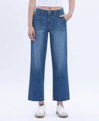Vervet "Lainey" Utility Pocket Straight Jeans: Dark Wash