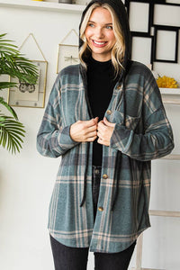 Sutton Plaid Hoodie Shacket – Soft Flannel Button Down with Hood