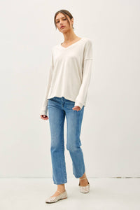 Nat V-Neck Basic Sweater Top