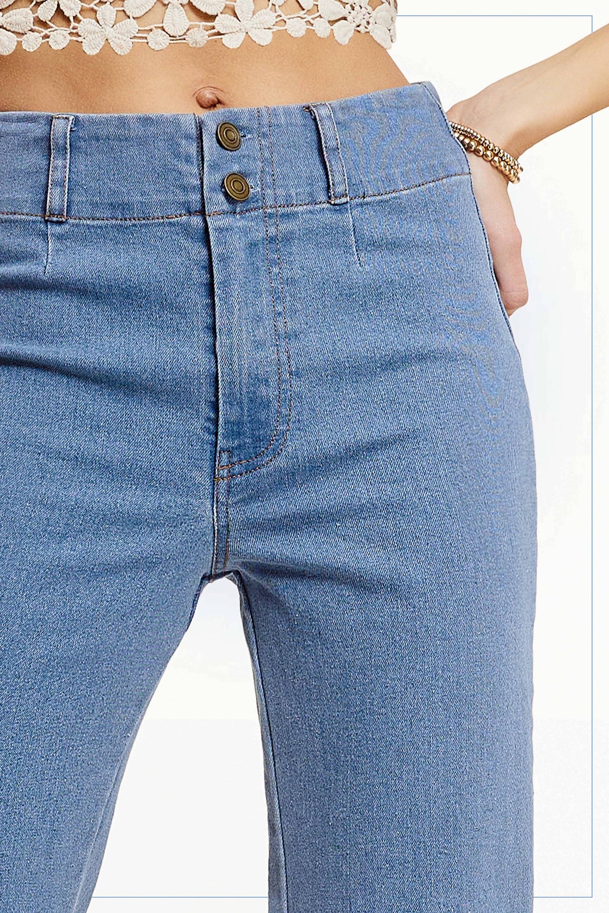 Olive High Rise Wide Leg Flare Pants – Soft Washed Stretch Denim