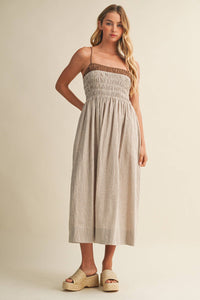 The Ellie Layered Gingham Dress: Coconut Shell