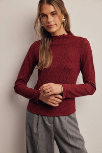 After Hours Lace Top: Burgundy
