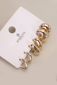 Gold Bubble Huggie Hoop Earring Trio – Hypoallergenic Lightweight Puffy Hoops