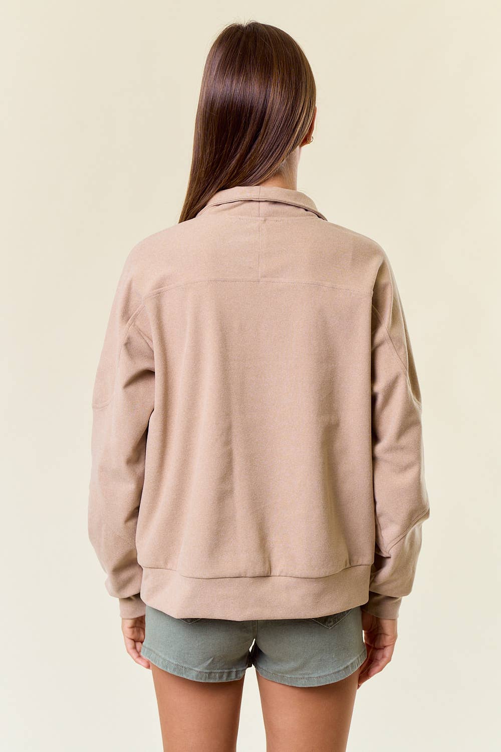 Kayla Buttery Soft Brushed Knit Mock Neck Sweatshirt: Mushroom