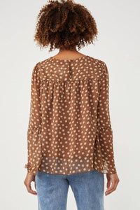 Autumn Daisy Chiffon Blouse Tiered Chiffon Top: Brown