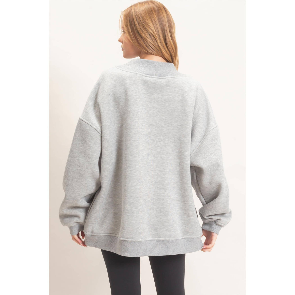 Enzyme Washed Mock Neck Sweatshirt: H.GRAY / S-M-L(2-2-2)