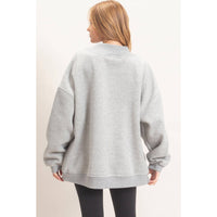 Enzyme Washed Mock Neck Sweatshirt: H.GRAY / S-M-L(2-2-2)