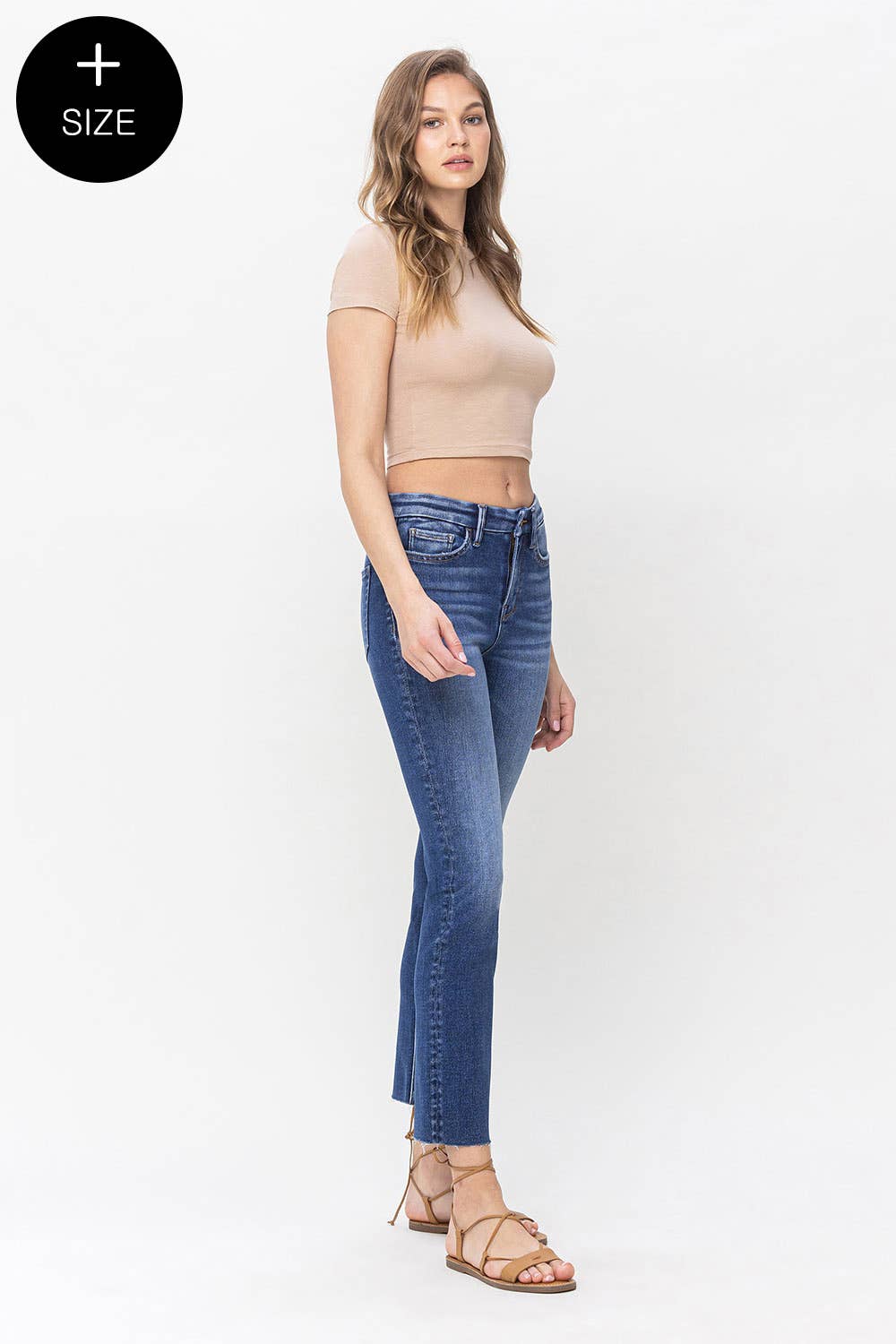 Vervet by Flying Monkey Plus Size High Rise Cropped Slim Straight Jean: Medium Wash