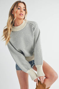 Mira Cozy Mock Neck Oversized Sweater: White – Chunky Knit Raglan Pullover