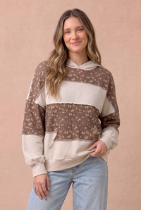 Patch Things Up Floral Hoodie: Oatmeal