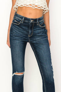 High Rise Skinny Jeans - Distressed Frayed Hem: 3 (25)