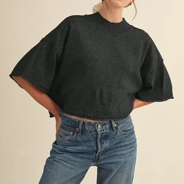 Autumn Oat Mock Neck Sweater Tee