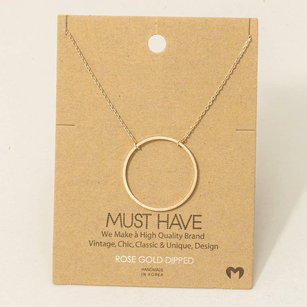 Everleigh  Gold Dipped Circle Pendant Necklace – Minimalist Brass Statement Jewelry