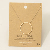 Everleigh  Gold Dipped Circle Pendant Necklace – Minimalist Brass Statement Jewelry
