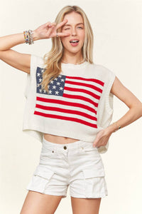 The Liberty Knit Sweater Crop Top: White