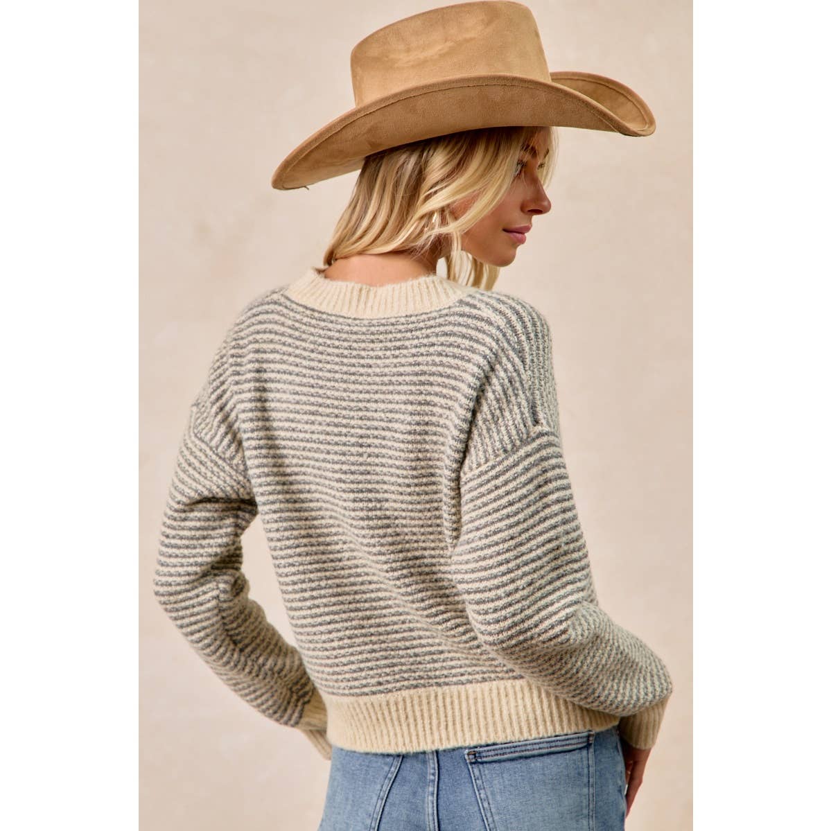 The Fireside Stripe Sweater: Charcoal