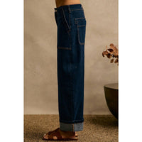 The Main Event Wide  Barrel High Rise Jeans: Dark Wash