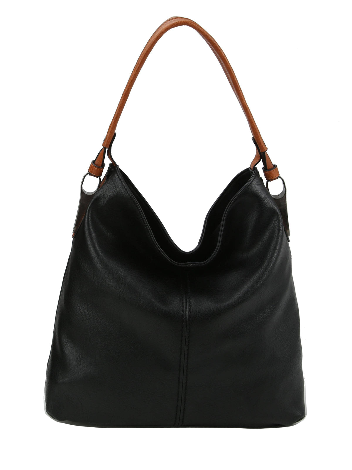 Rustic Roadside Faux Leather Hobo Shoulder Bag – Brown, Grey, Mocha | Large Slouchy Tote with Side Metal Accents & Adjustable Strap