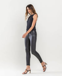 Vervet by Flying Monkey Mid Rise Faux Leather Crop Skinny: Jet Black