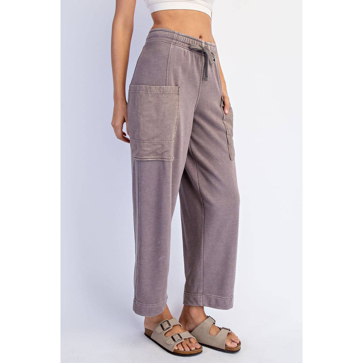 Weekend Wander French Terry Cargo Pants: Mocha