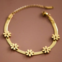 18K Gold Plated Waterproof Stainless Steel Daisy Chain Bracelet