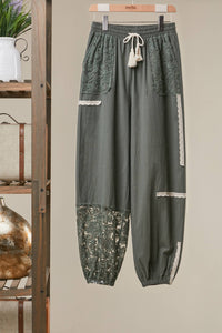 The Olive Grove Lace Jogger Pants: Olive