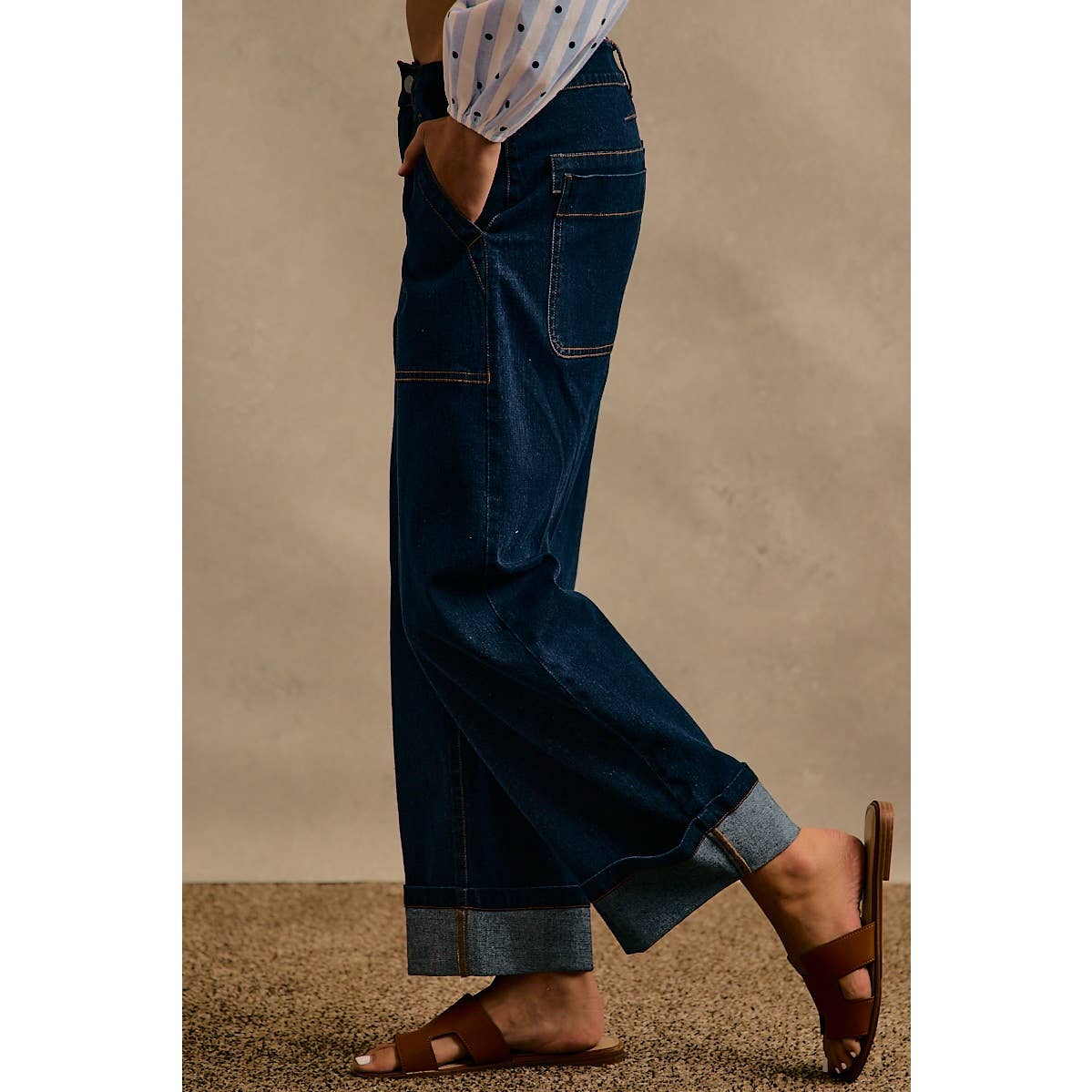 The Main Event Wide  Barrel High Rise Jeans: Dark Wash