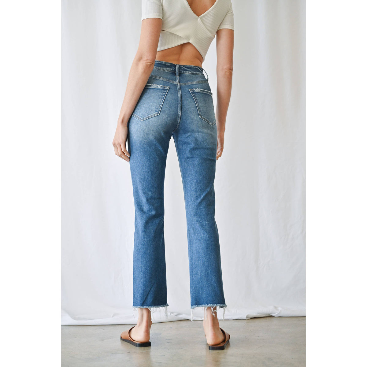 Sienna Step Hem Super High Rise Straight Jeans – Mica Denim