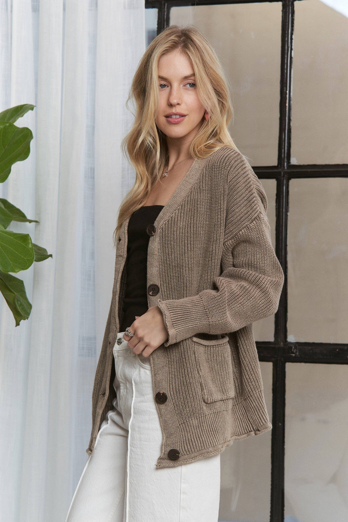 The Wren Ribbed Knit Button Cardigan – Cozy Cotton Fall Layer