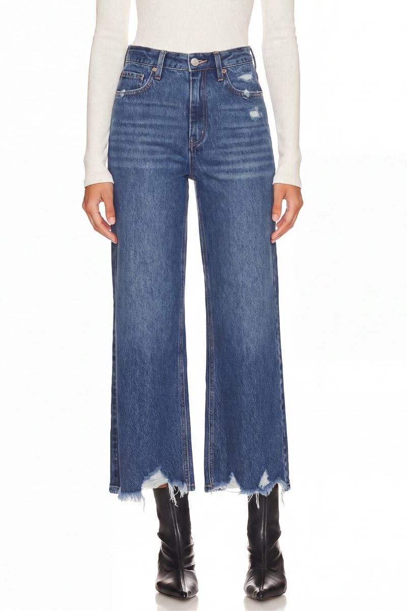 The Hadley Hybrid Wide Leg Jeans: Dark Wash
