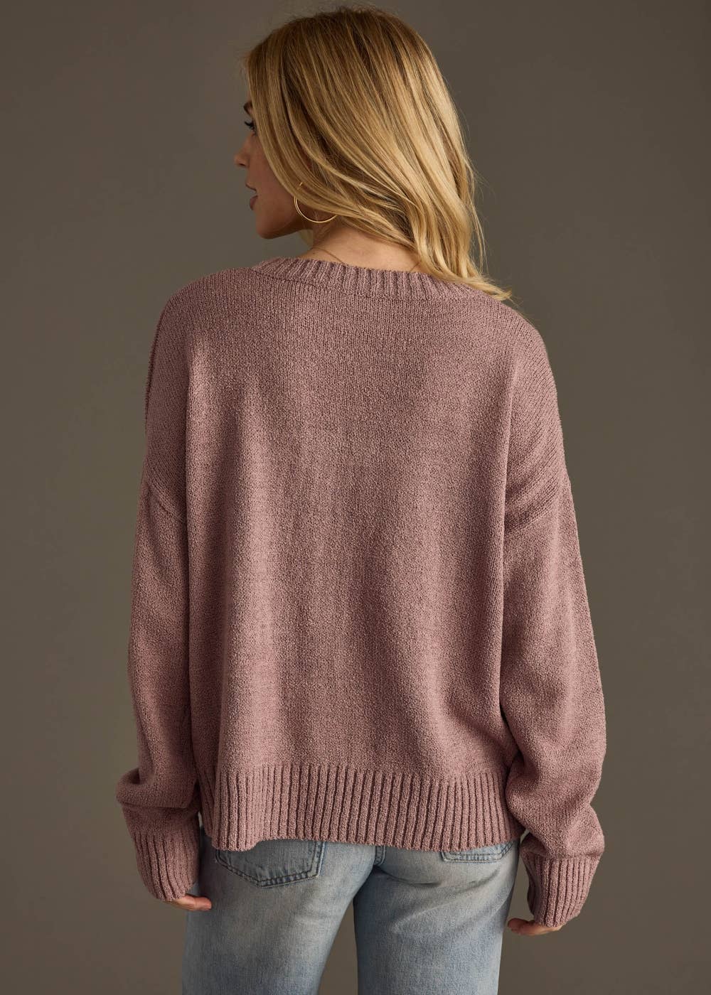The Weekend Knit Sweater – Mocha Pullover with Navy Text