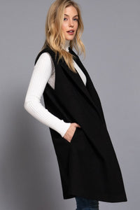 Marigold Sleeveless Notched Collar Vest – Soft Open Front Layering Piece
