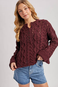 Worth the Wait Henley Sweater: Maroon