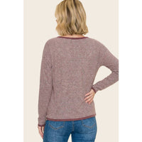 Cabernet Mini Waffle Texture Stripe Pullover Sweater: Burgundy