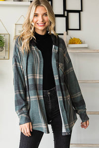 Sutton Plaid Hoodie Shacket – Soft Flannel Button Down with Hood