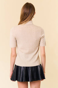 The Hadley Mock Neck Sweater Top – Cream & Oatmeal
