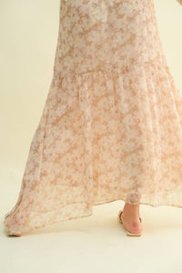 The Magnolia Meadow Maxi Skirt: Beige
