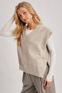 The Marlowe V-Neck Sweater Vest – Women’s Knit Layering Top, Classic Ribbed Trim, Neutral Fall Outfit Essential