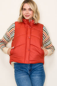 Sadie Quilted Puffer Vest | Women’s Zip-Up Polar Collar Vest with Pockets