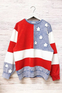 Americana Flag Graphic Sweatshirt – Patriotic Crewneck Pullover for Women